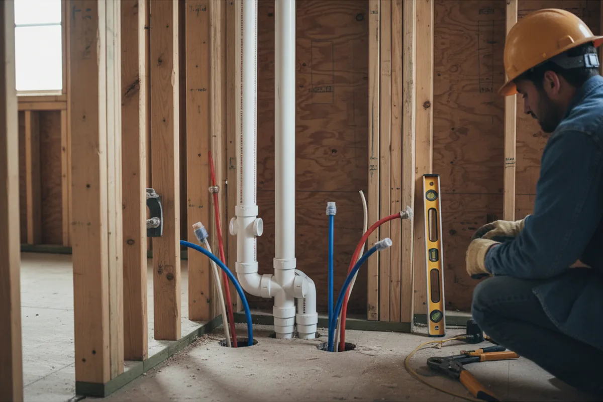 Drain and supply rough-in during Leak Detection in Golden City